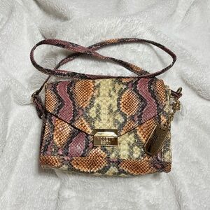 Snake-Print Crossbody Bag in Pink & Tan Rosetti Go NWOT